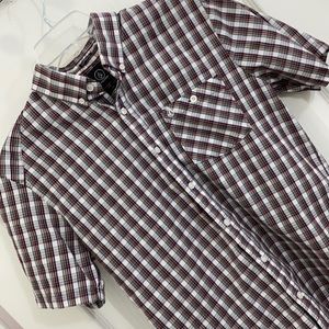 Volcom Button Up Sz Small White/Gray/Orange/Purple